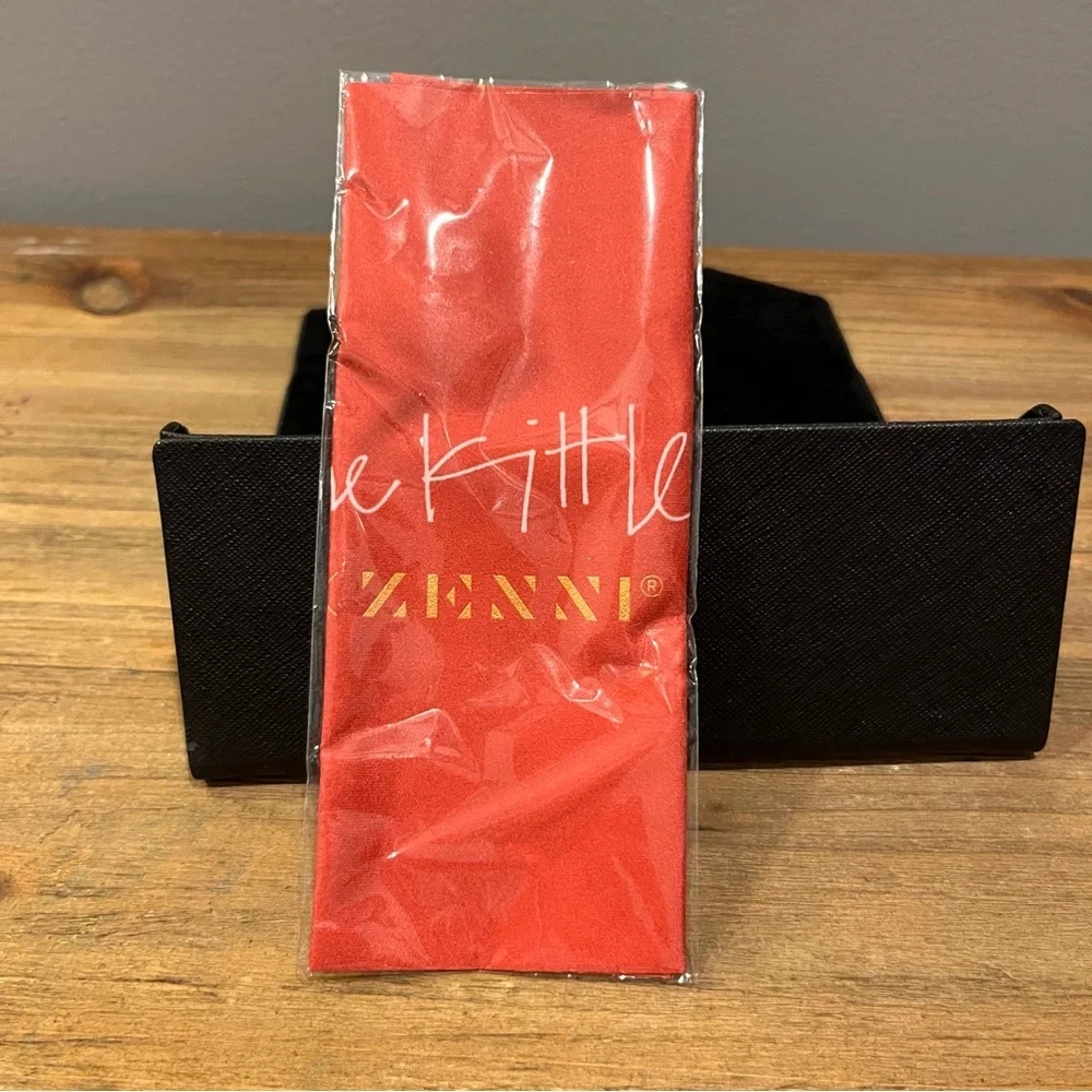 Zenni Black Sunglasses Case and Glass cleaning Towel The Kittles